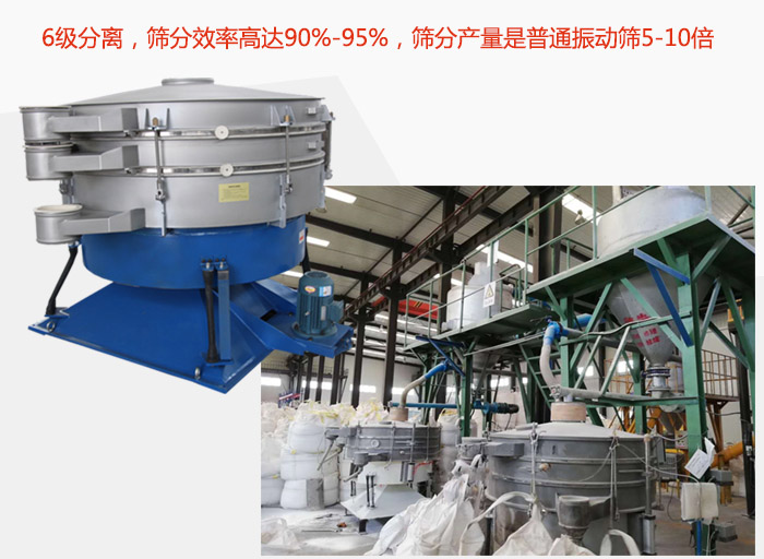 搖擺篩采用6級(jí)分離，篩分效率高達(dá)90%-95%，篩分產(chǎn)量是普通振動(dòng)篩5-10倍