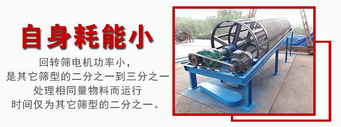 滾筒篩耗能小，使用壽命長，維修方便